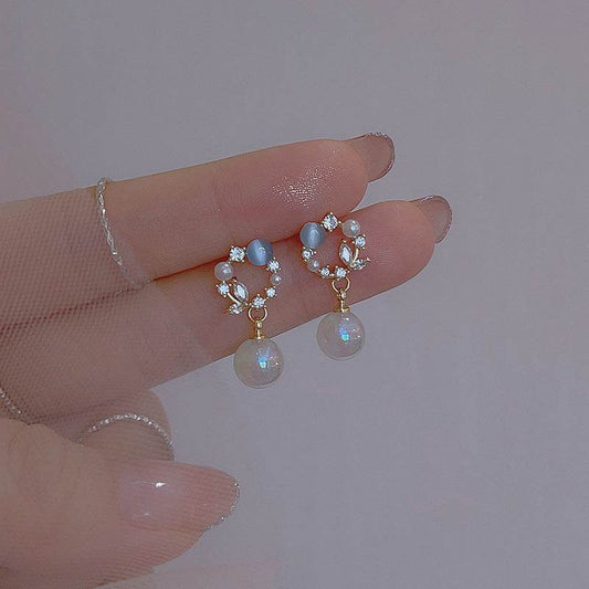 High-Grade Blue Opal Fairy Fish Ji Pearl Stud Earrings - Here2Save