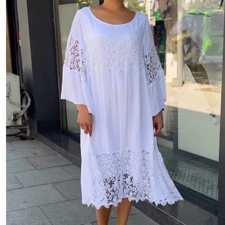 Women's Long Lace Shirt Dress - Here2Save