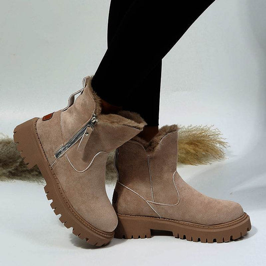 Thick Plush Snow Boots Women Faux Suede Non-slip Winter Shoes - Here2Save