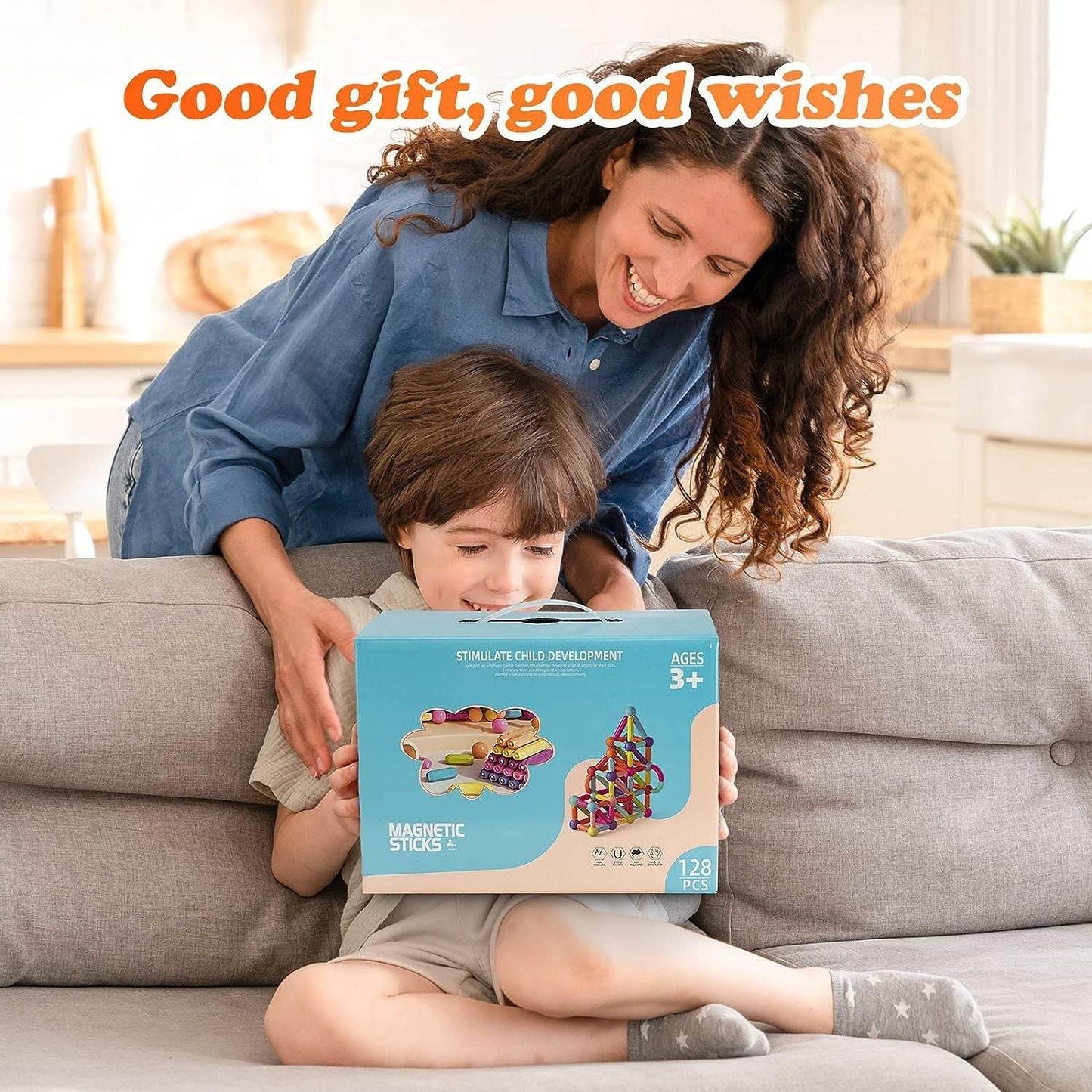 Magnetic Building Blocks Set For Kids Ages 3, STEM Construction 3D Stacking Magnetic Toys For Boys And Girls,Magnetic Sticks And Balls Game Set For Kid Is Early Educational Learning 128PCS. - Here2Save