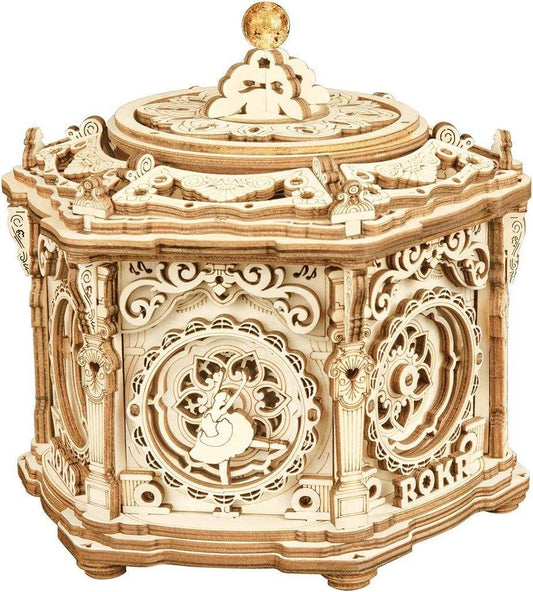 Robotime Rokr DIY Mechanical Music Box Kit 3D Wooden Puzzle Box For Adults Self-Assembly Building Project - Secret Garden - Here2Save