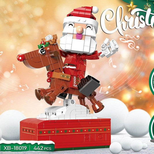 Santa Claus Gingerbread House Building Block Music Box - Here2Save