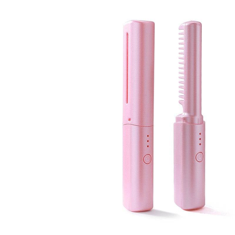 Professional Wireless Hair Straightener Curler Comb Fast Heating Negative Ion Straightening Curling Brush Hair Styling Tools - Here2Save