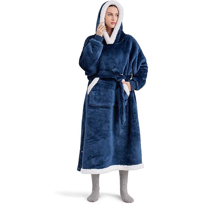 Winter Hoodie Blanket With Button Design Warm Home Clothes Women Men Oversized Pullover - Here2Save