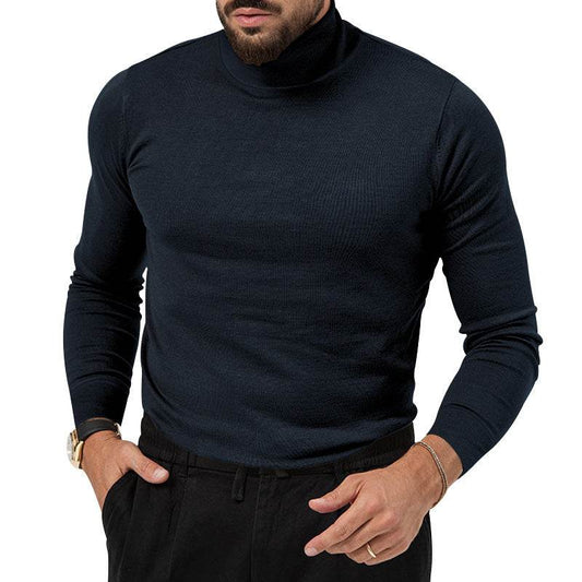 Autumn And Winter New High-elastic Turtleneck Knitted Cashmere Sweater Thickened Young Men's Warm Undercoat - Here2Save