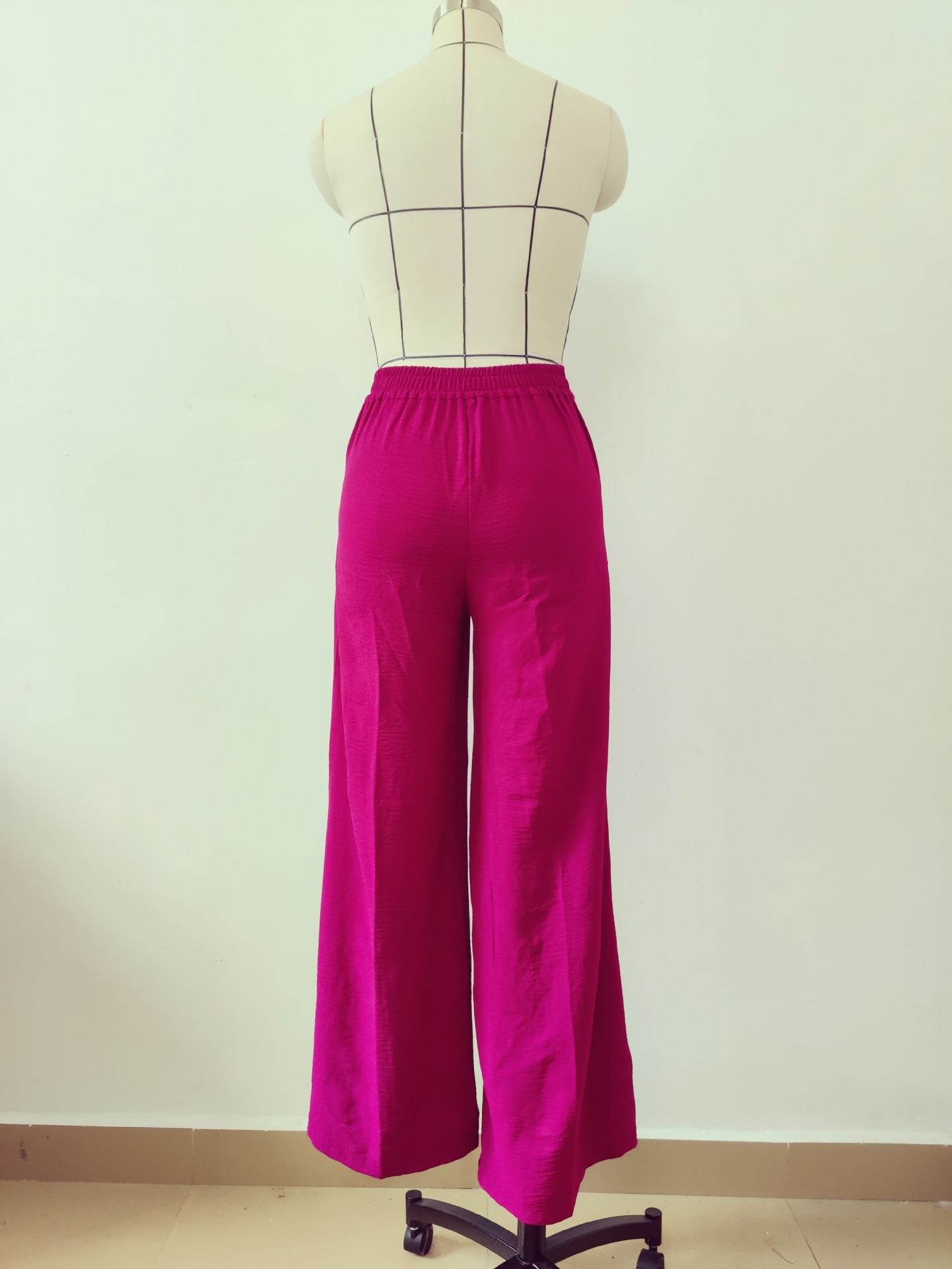 Solid Color Loose Pleated Wide-leg Casual Pants - Here2Save