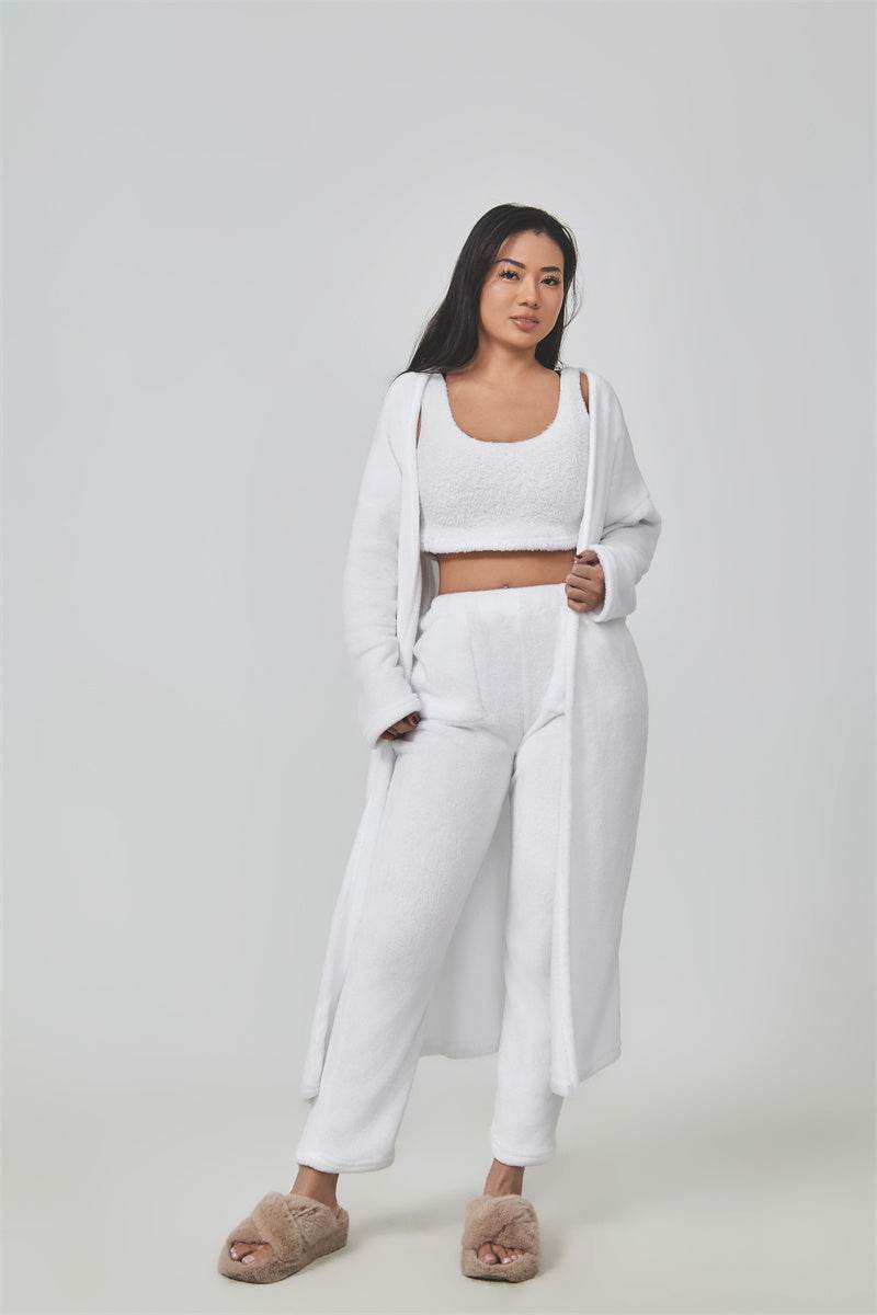 Cozy Pajama Set, 3 Piece Lounge Set, Cute Loungewear, Warm Suit Sets, Matching Set, Lounge Set, 3 Piece Pant Sets, Women Winter Dress - Here2Save