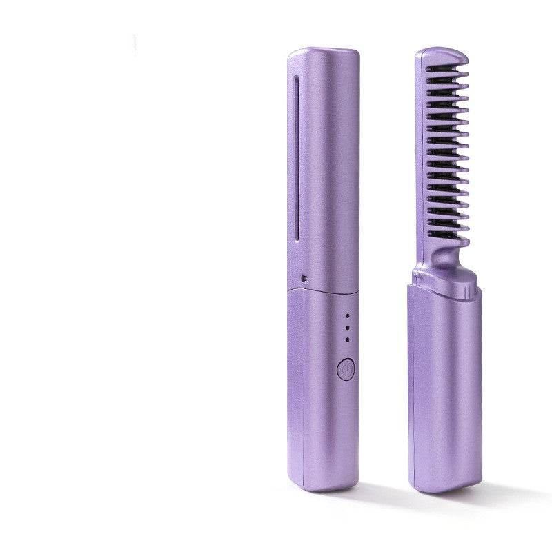 Professional Wireless Hair Straightener Curler Comb Fast Heating Negative Ion Straightening Curling Brush Hair Styling Tools - Here2Save