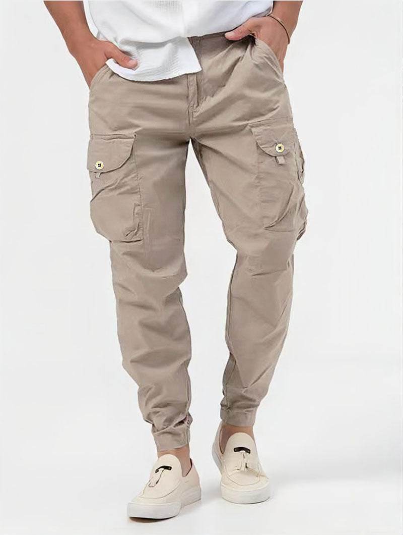 Men's Cargo Trousers With Three-dimensional Pockets Solid Color Casual Pants - Here2Save