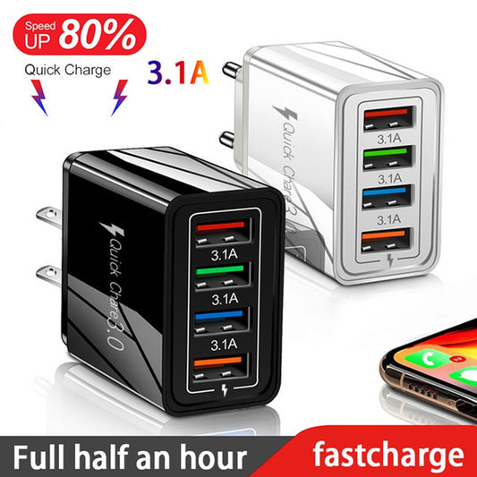USB Charger Quick Charge 3.0 4 Phone Adapter For Tablet Portable Wall Mobile Charger Fast Charger - Here2Save