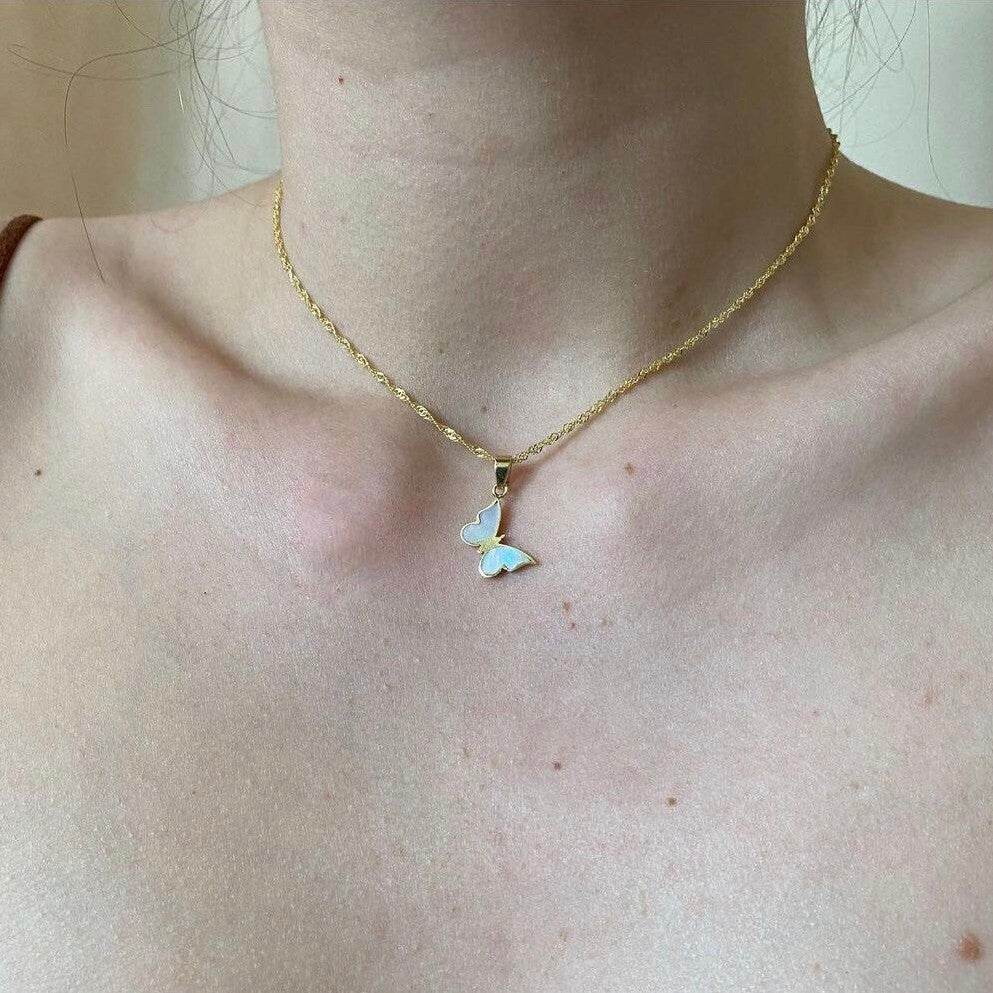 Electroplated 18K Golde Butterfly Necklace Women Clavicle Chain - Here2Save