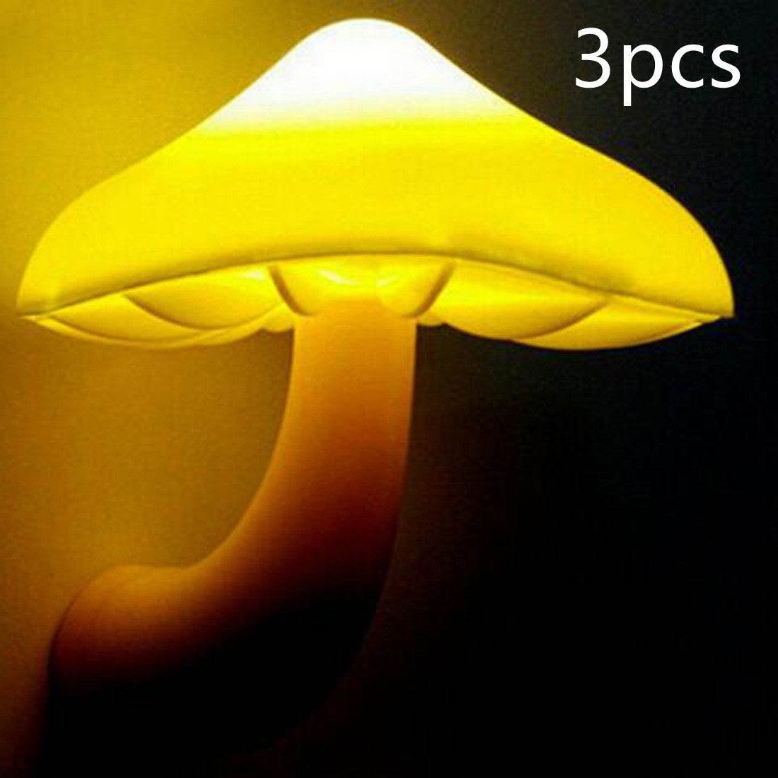LED Night Light Mushroom Wall Socket Lamp EU US Plug Warm White Light-control Sensor Bedroom Light Home Decoration - Here2Save
