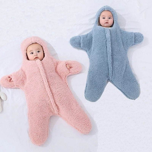 Baby Starfish Lamb Velvet Sleeping Bag Comfortable Newborn Baby Male And Female Baby Outing Winter Quilt Plus Cotton Thickening - Here2Save