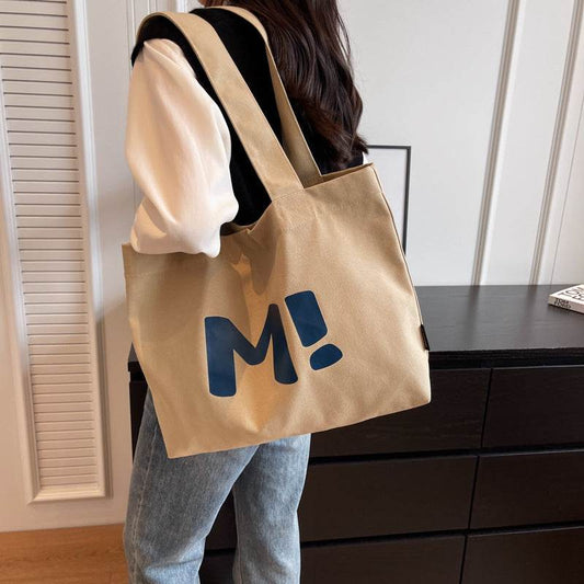 Letter Printed Shouder Bags Canvas Totes Bags For Women Shopper Girls Handbags Eco Environmental Large Capacity Shopping Bags - Here2Save