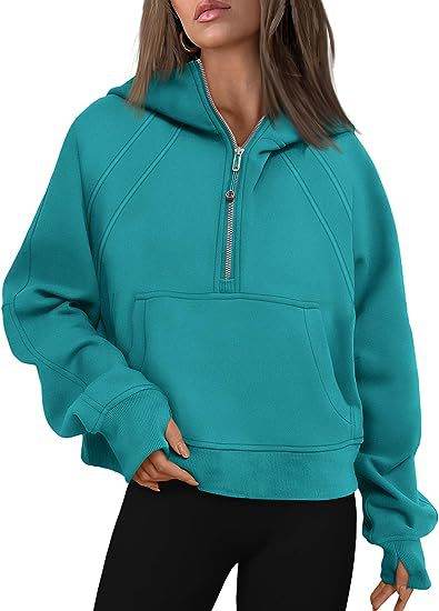 Zipper Hoodies Sweatshirts With Pocket Loose Sport Tops Long Sleeve Pullover Sweaters Winter Fall Outfits Women Clothing - Here2Save