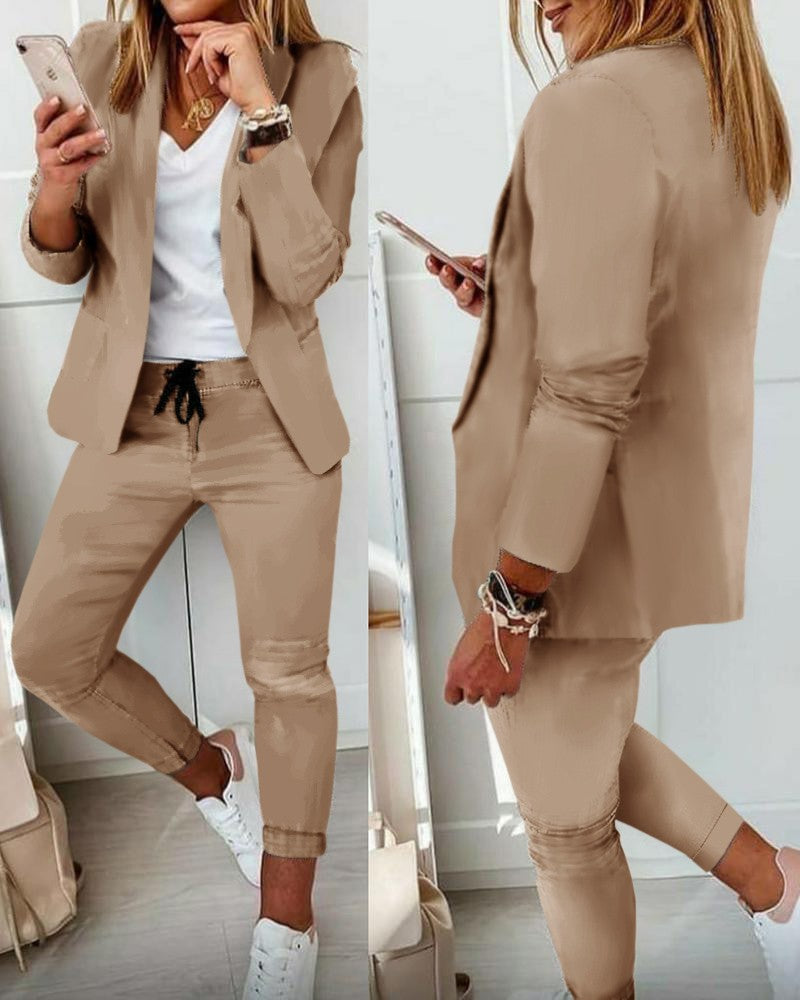 Traje de pantalón de traje OL de moda para mujer