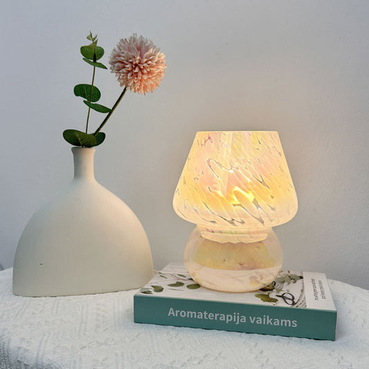 Colorful Mushroom Small Night Lamp Glass Dimmable