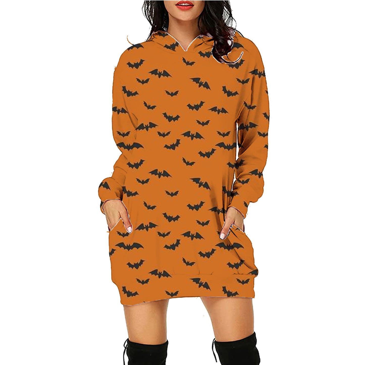 Halloween Print Long Hoodie With Pockets Sweater Long Sleeve Clothes Women - Here2Save