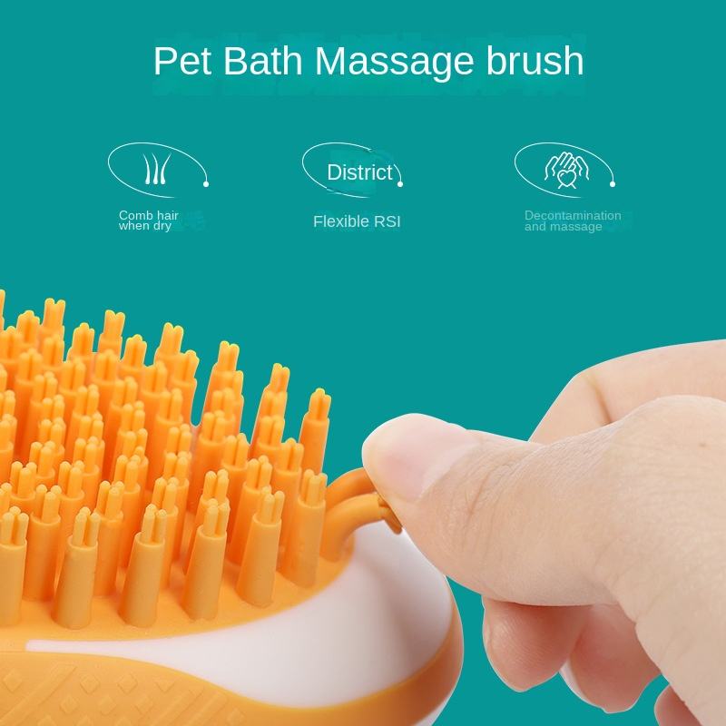 Dog Cat Bath Brush 2-in-1 Pet SPA Massage Comb Soft Silicone Pets Shower Hair Grooming Cmob Dog Cleaning Tool Pet Products - Here2Save