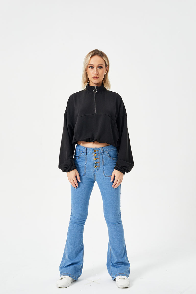 Women's Loose Casual Half Zipper Sweatshirt