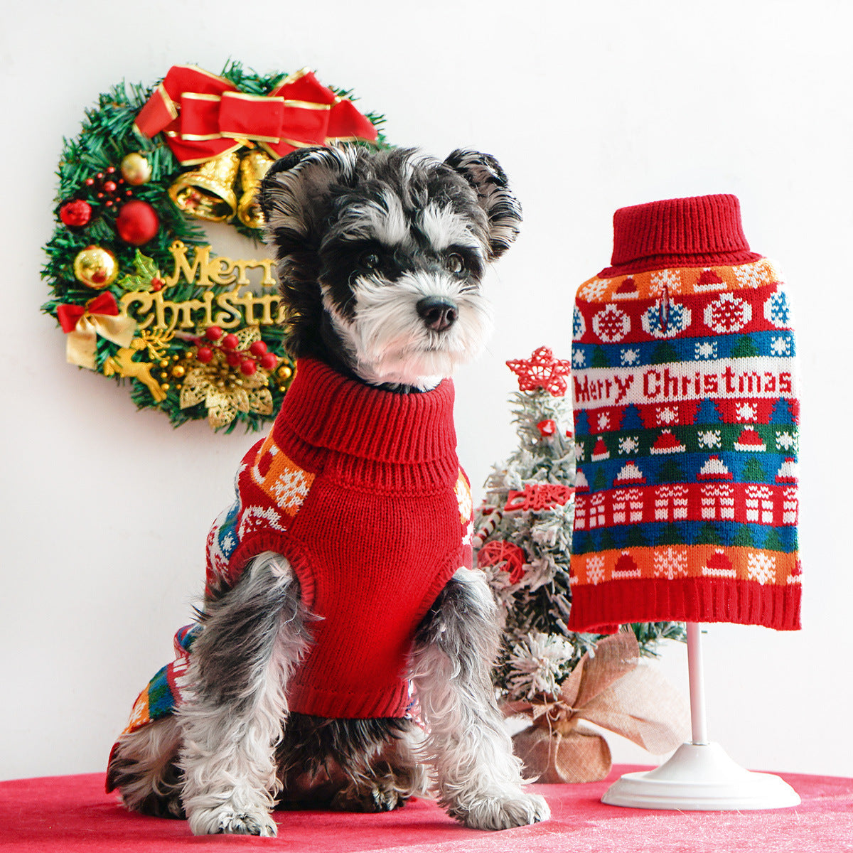 Suéter de cuello alto navideño para perro mascota