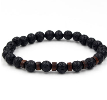 Personality Men's Black Volcanic Stone Bracelet - Here2Save