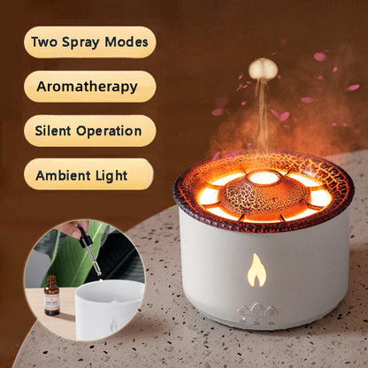 New Creative Ultrasonic Essential Oil Humidifier Volcano Aromatherapy Machine Spray Jellyfish Air Flame Humidifier Diffuser - Here2Save