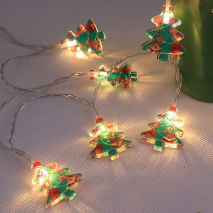 Cadena de luces LED de muñeco de nieve con batería navideña para habitación