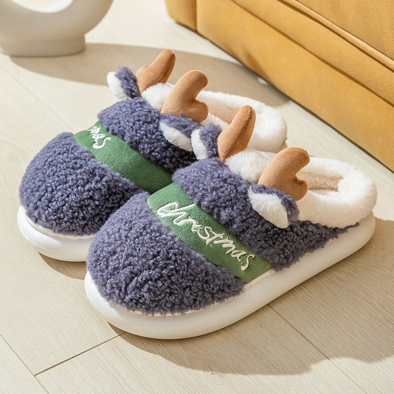 Christmas Shoes Winter Home Slippers Elk Soft Cozy Bedroom Slipper Slip On House Shoes