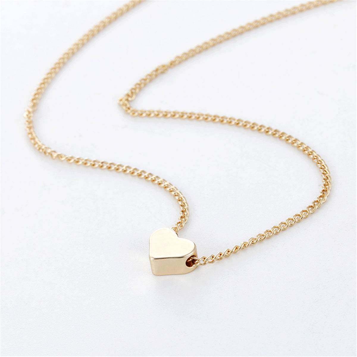 Simple Fashion Gold Color Double-sided Love Pendant Necklaces Clavicle Chains Necklace Women Jewelry Valentines Day Gift - Here2Save
