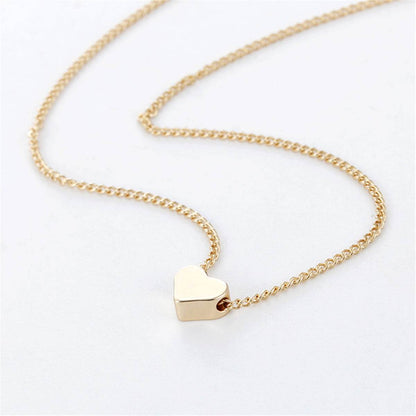 Simple Fashion Gold Color Double-sided Love Pendant Necklaces Clavicle Chains Necklace Women Jewelry Valentines Day Gift - Here2Save