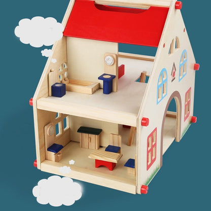 Wooden Children's Play House Villa Model Toy