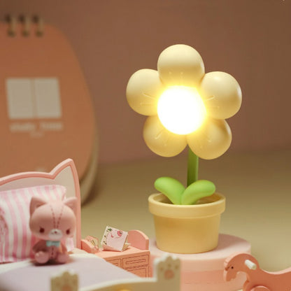 Mini lámpara de noche pequeña de flores, ambiente bonito, mesita de noche, decoración creativa para el hogar, luces ambientales para dormitorio