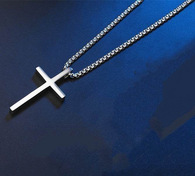 Smooth Simple Titanium Cross Pendant Male And Female Personality Necklace - Here2Save