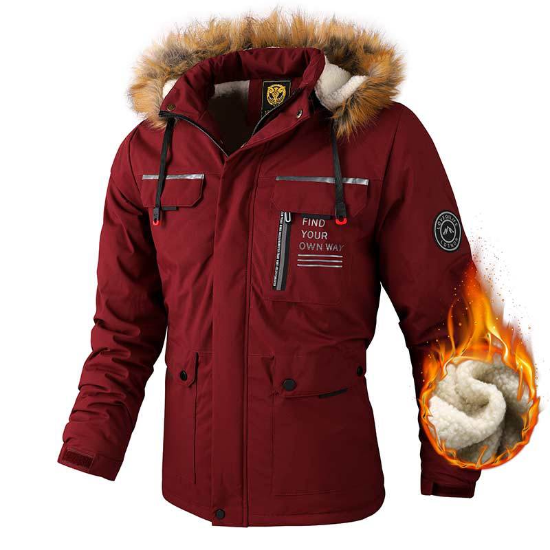 Chaqueta con capucha informal para hombre, Parka, abrigo cálido a prueba de viento de Color sólido para otoño e invierno, ropa para exteriores con múltiples bolsillos