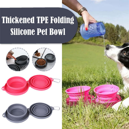 Rubber Foldable Double Bowl Pet Feeding Bowl Pets Supplies Dog Cat Bowls - Here2Save