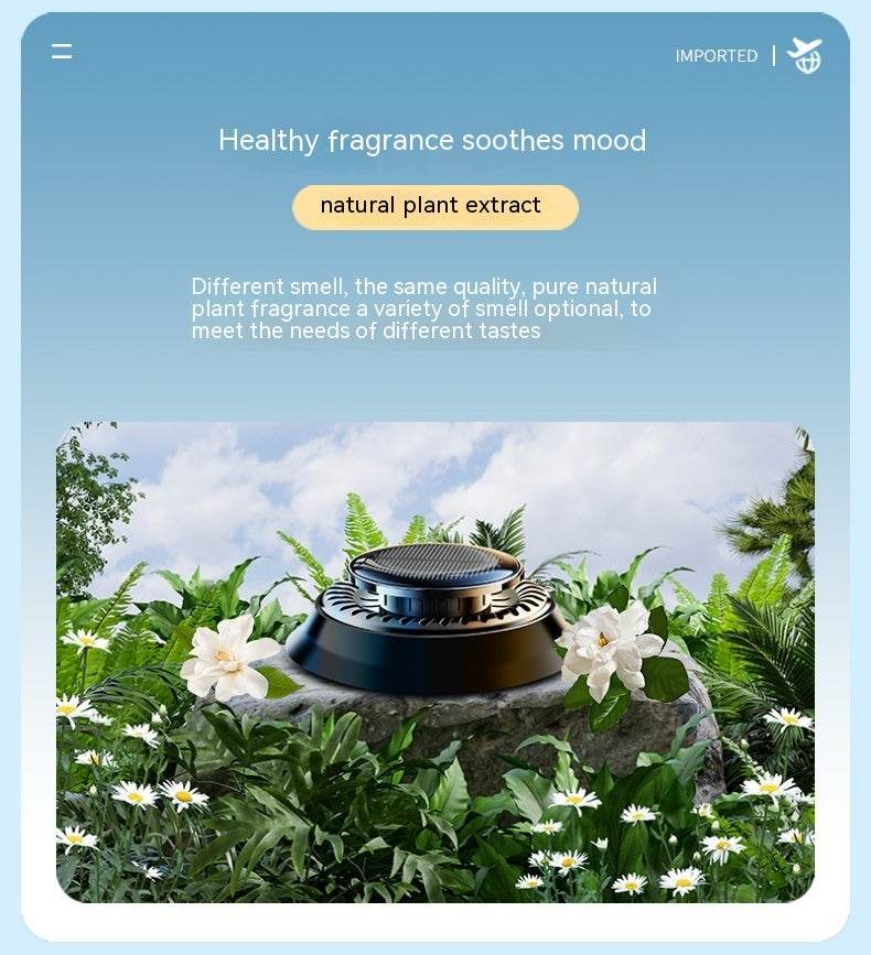 Portable Kinetic Car Air Freshener Solar Powered Double Ring Rotating Air Cleaner Perfume Fragrance Diffuser - Here2Save