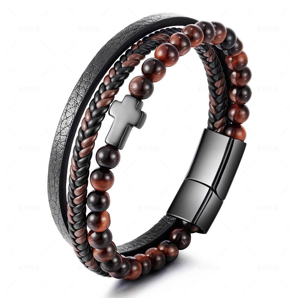 Cross Multi-layer Stainless Steel Men's Bracelet - Here2Save