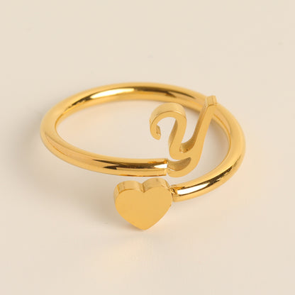 Anillo de cola de amor tridimensional con letras 26