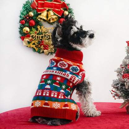 Suéter de cuello alto navideño para perro mascota