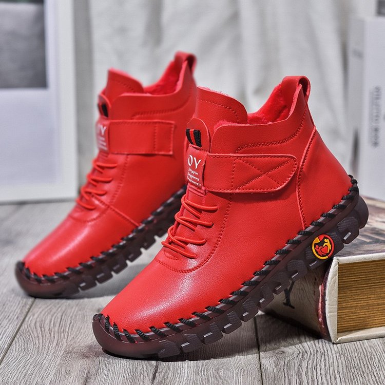 Women Snow Boots Winter Warm Lace Up Plush Ankle Boots With Sewing Thread Design New Waterproof Non-slip Platform Cozy Shoes