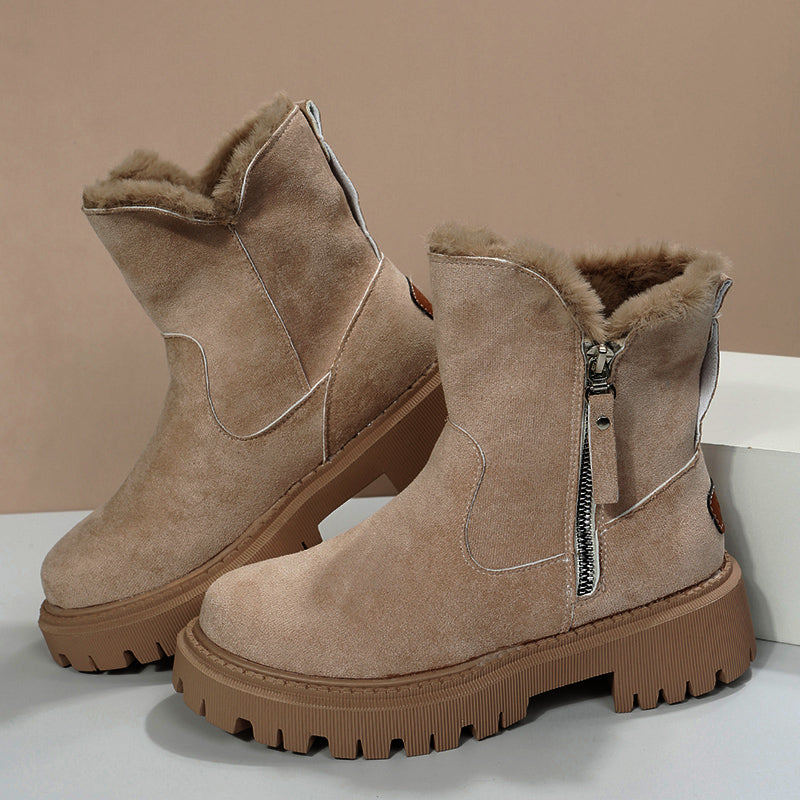 Botas de nieve de felpa gruesas para mujer, zapatos de invierno antideslizantes de gamuza sintética