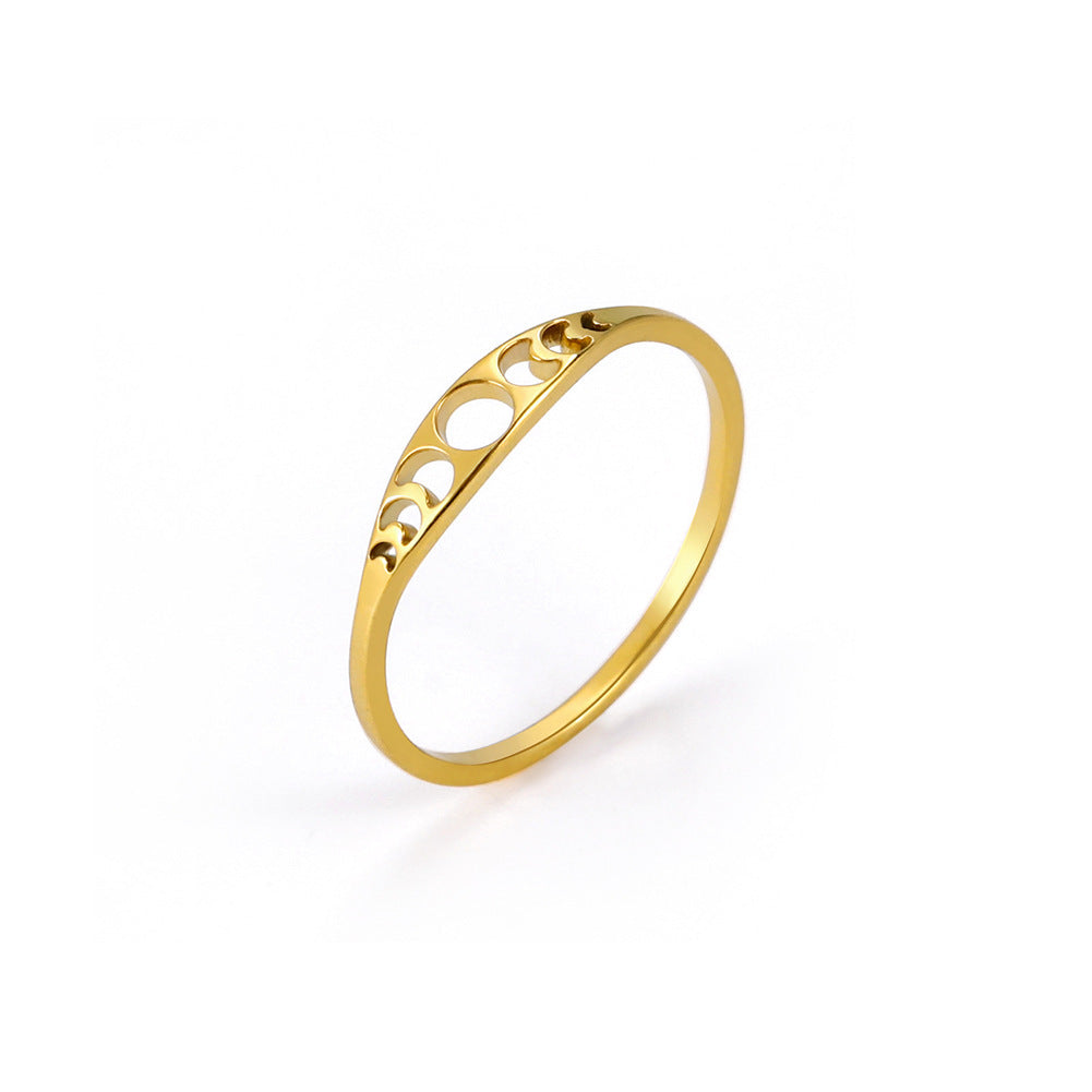 Cut Titanium Steel Gold Hollowed-out Sun Ring