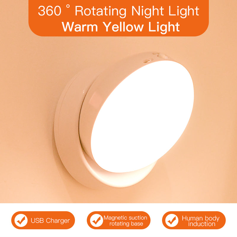 Rotating Human Body Sensor Light Corridor Garage Light Wardrobe Light Motion Sensor Night Light - Here2Save