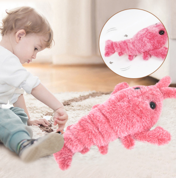 Pet Toys Electric Jumping Shrimp USB Charging Simulation Lobster Funny Cat Plush Pets Toy - Here2Save