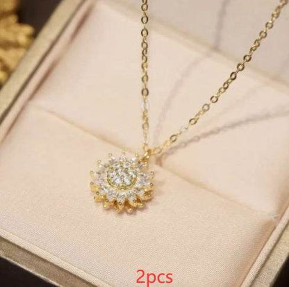 Rotatable Sunflower Necklace Full Of Diamonds - Here2Save