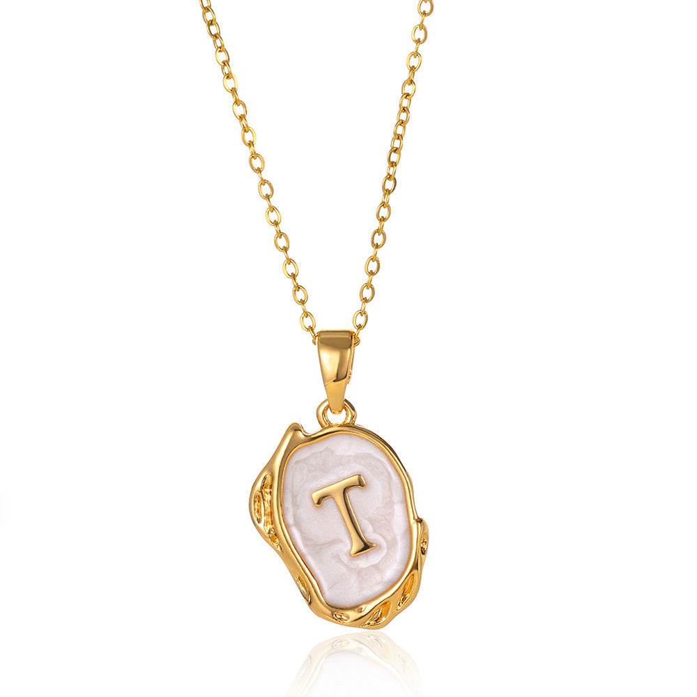 Simple 26 Letters Drop Oil Three-dimensional Necklace - Here2Save