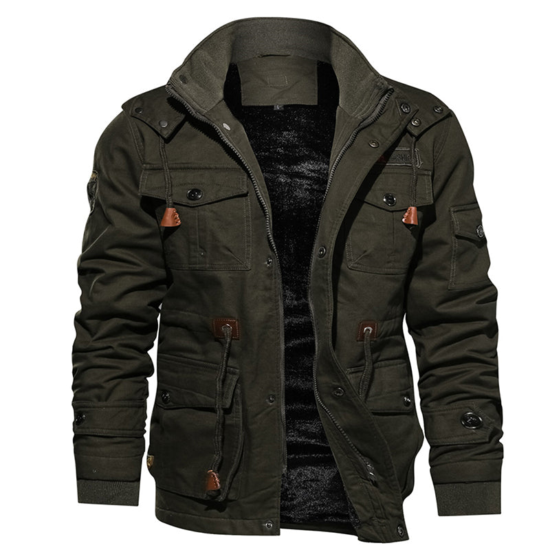 Chaqueta de lana de invierno para hombre, abrigo cálido con capucha, ropa de abrigo gruesa térmica, chaqueta militar masculina