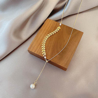 Special-interest Design Wheat Pearl Necklace Earring Bracelet Set - Here2Save