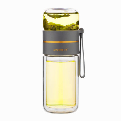 Glass Water Bottle With Tea Infuser Filter Tea Separation Double Wall Glass Bottle Leakproof Water Bottle - Here2Save